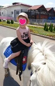 Alexandra Celebrating Anthoula's seventh Birthday riding a Pony 2019.06